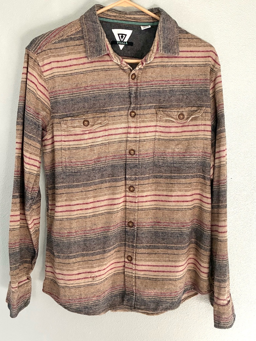 Vissla Organic Cotton Flannel Button Front Shirt Men’s Medium
